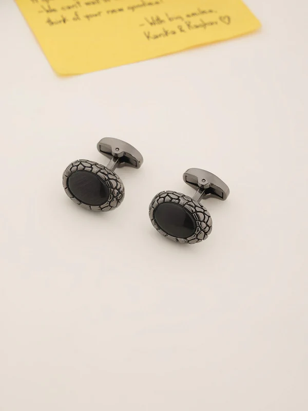 Black Snake Eye Stone Cufflinks