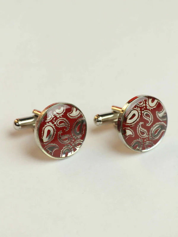 Maroon Paisley Cufflinks