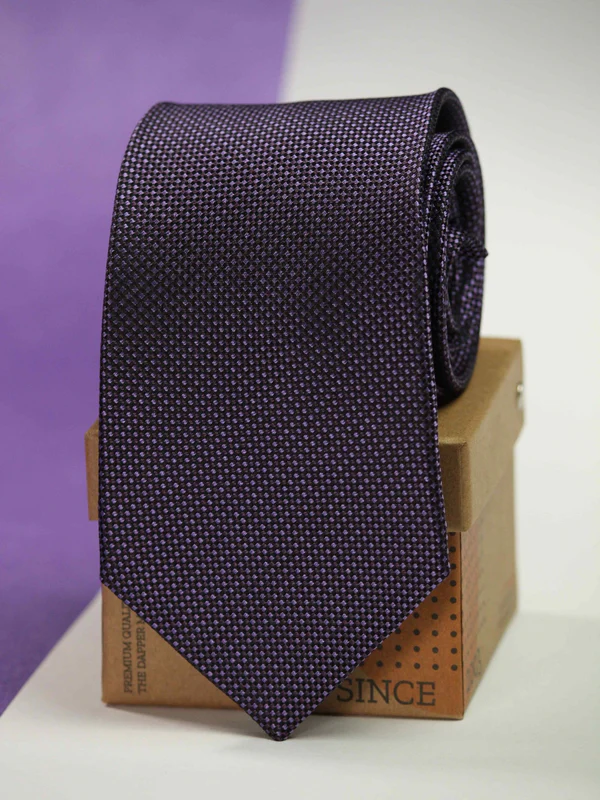 Purple Geometric Silk Necktie