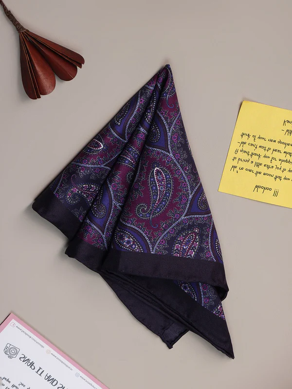 Purple Paisley Silk Pocket Square